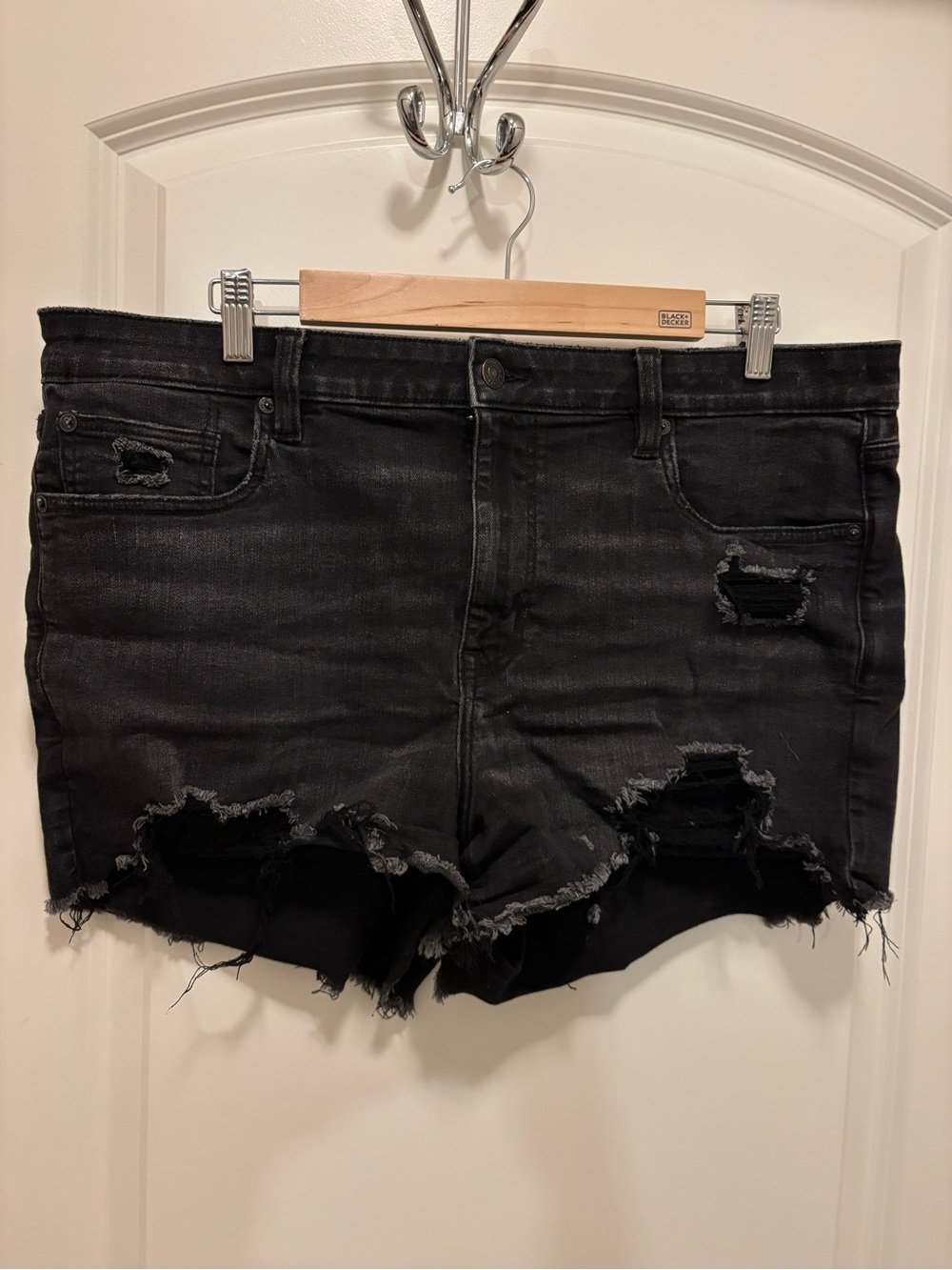 American Eagle Black Distressed Denim Cutoff Shorts